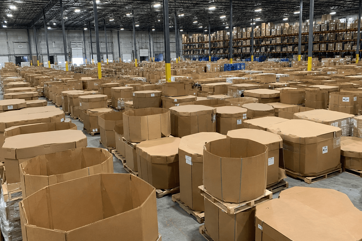Warehouse full of bulk boxes and Gaylords