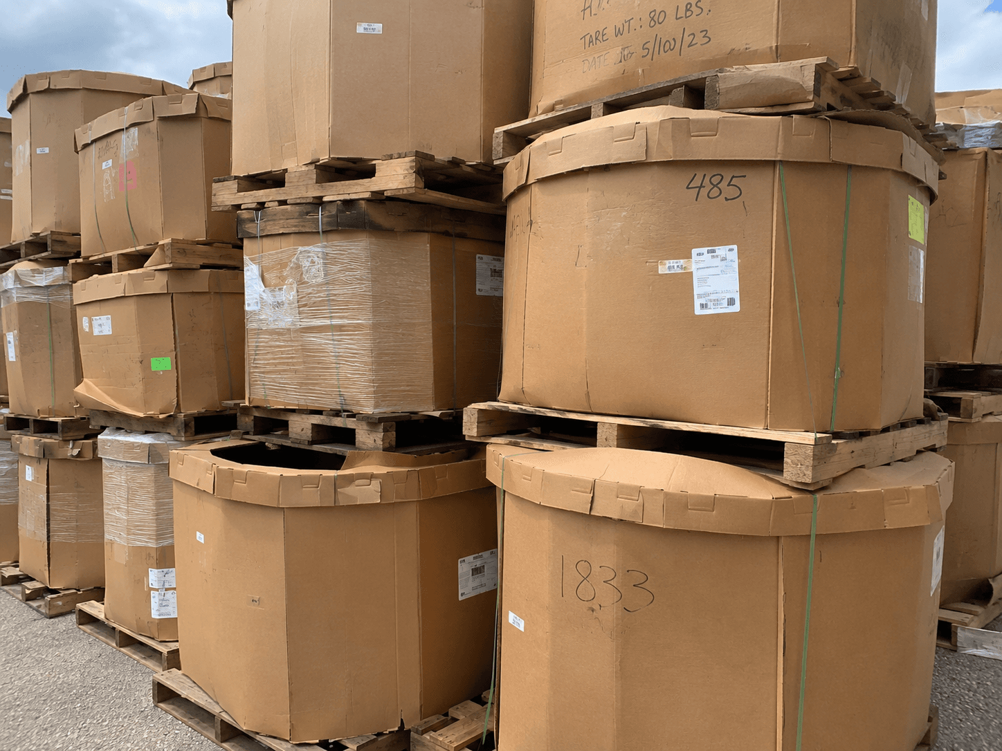 Bulk corrugated bins sorted for upcycling into new products