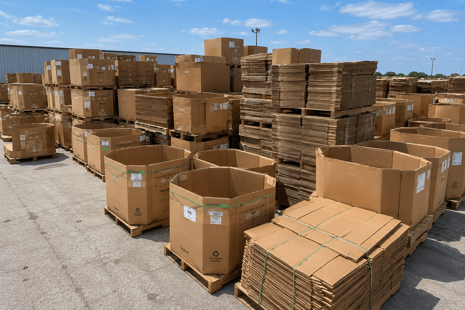 Outdoor yard of Gaylords and flat corrugated
